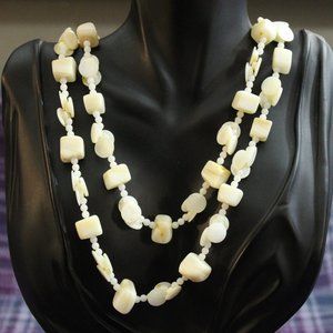 Calcite Stone and Mother of Pearl Beaded Necklace